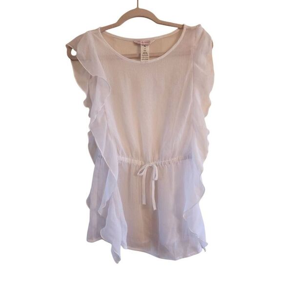 Tommy Bahama girls size 12 sheer cover up  drawstring waist white - Picture 1 of 7